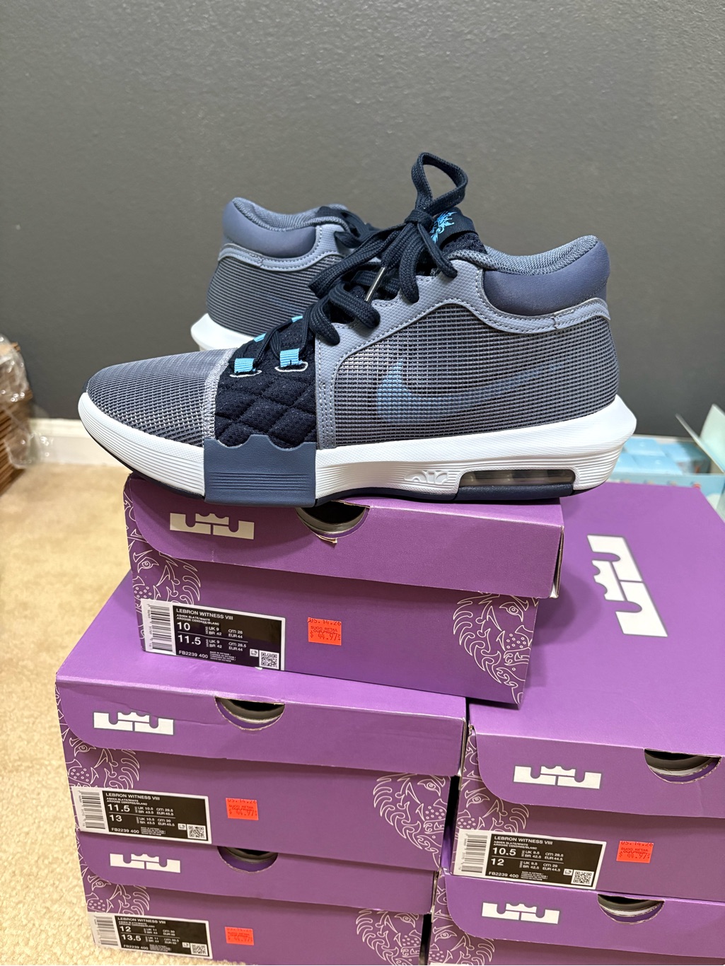 Size 12 - Nike Lebron Witness 8 Ashen Slate Sierra Canyon Basketball Shoes